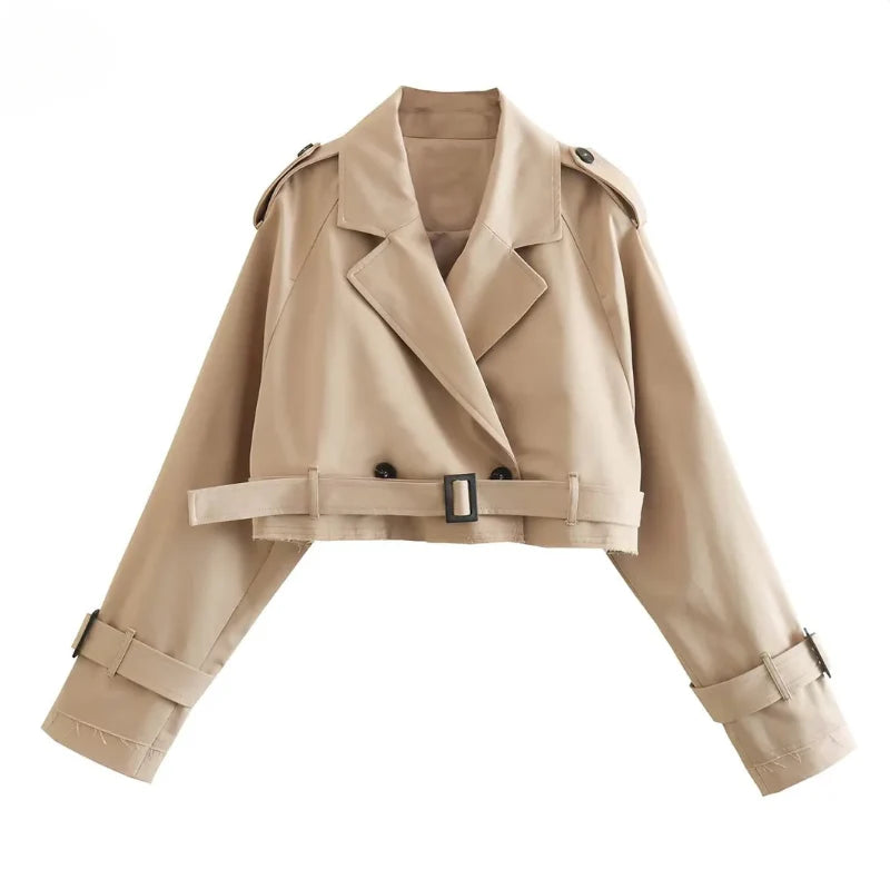 Avalon-Cropped Trench Coat Jas - Huis Van Stijl