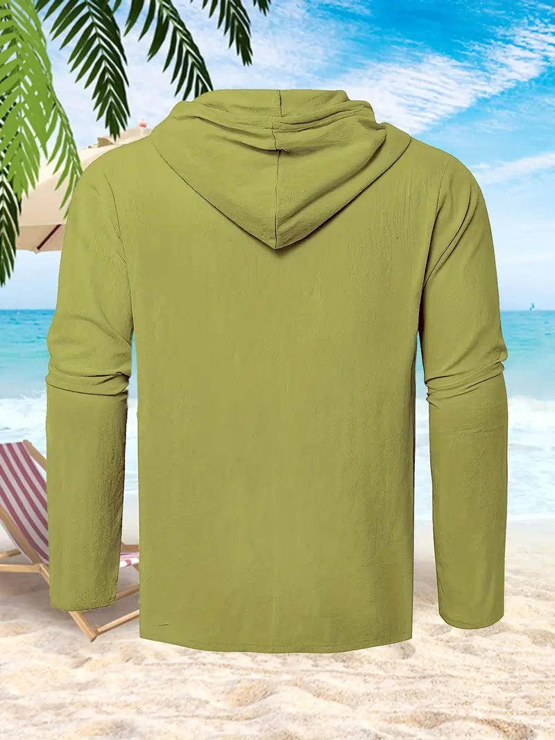 Henry-Heren Casual Button Up Hooded Shirt met capuchon - Huis Van Stijl