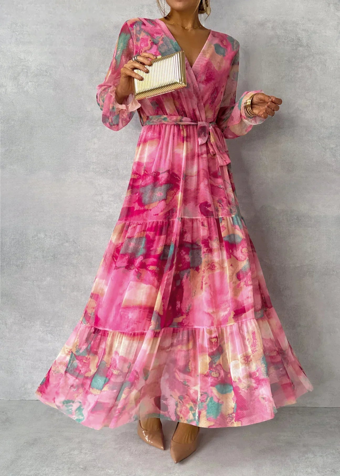 Bloemenprint Maxi Wikkeljurk voor Dames