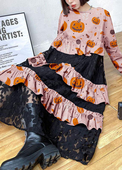 Katoenen Herfstjurk met Kant voor Dames
