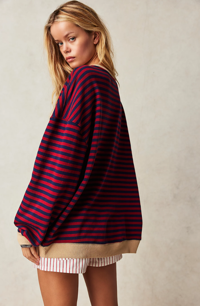 Gestreepte Ronde Hals Sweater voor Dames