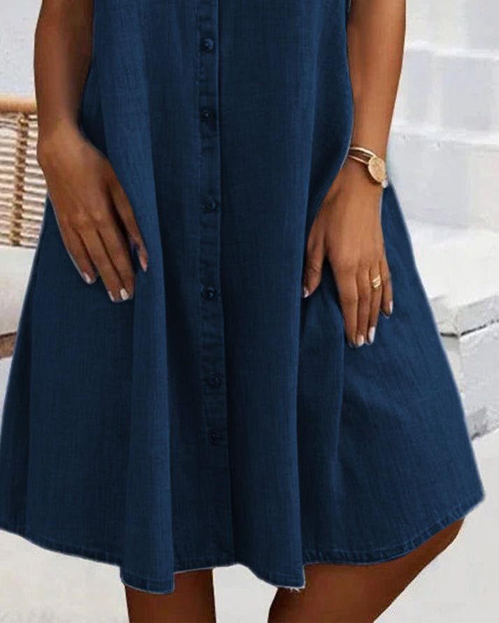 Katoenen Denim Jurk met Korte Mouwen voor Dames