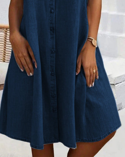 Katoenen Denim Jurk met Korte Mouwen voor Dames