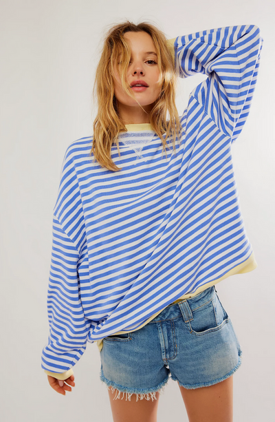 Gestreepte Ronde Hals Sweater voor Dames