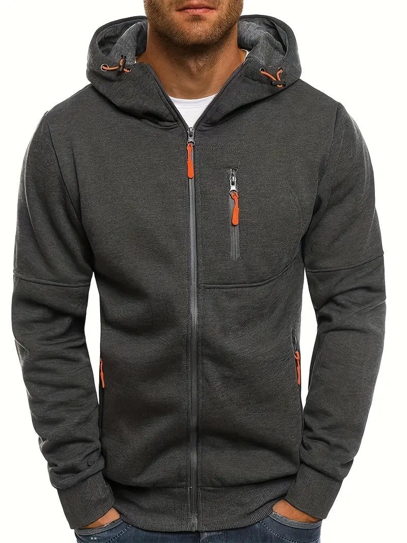 Broose-Heren Casual Zip Up Hoodie - Huis Van Stijl