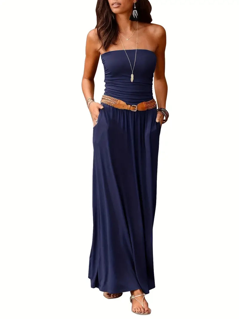 Janny-Versatile Strapless Zakpijp Jurk - Huis Van Stijl