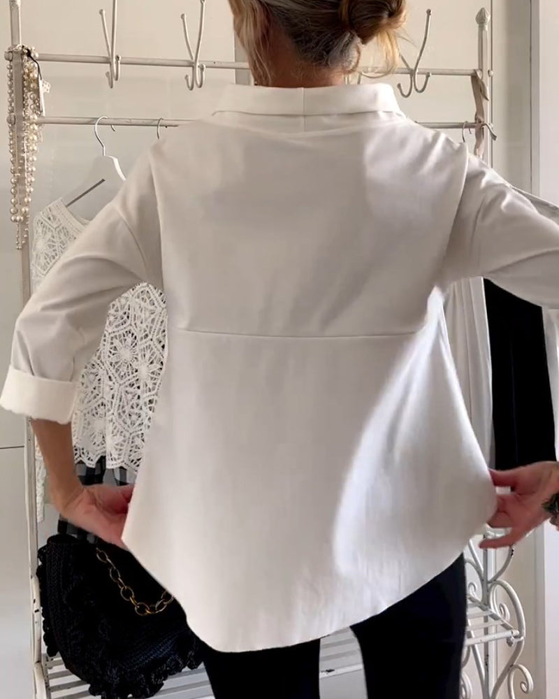 Miriam - Casual Top met Effen Kap