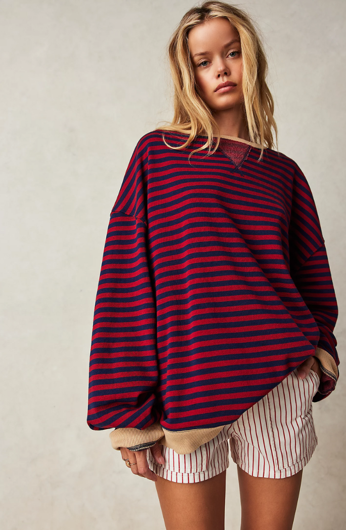 Gestreepte Ronde Hals Sweater voor Dames
