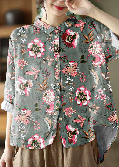 Floral Retro Poplin Shirt for Women