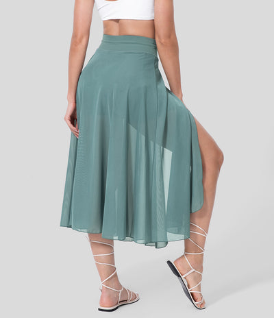 Sera - High-Waisted 2-in-1 Flowy Midi rok