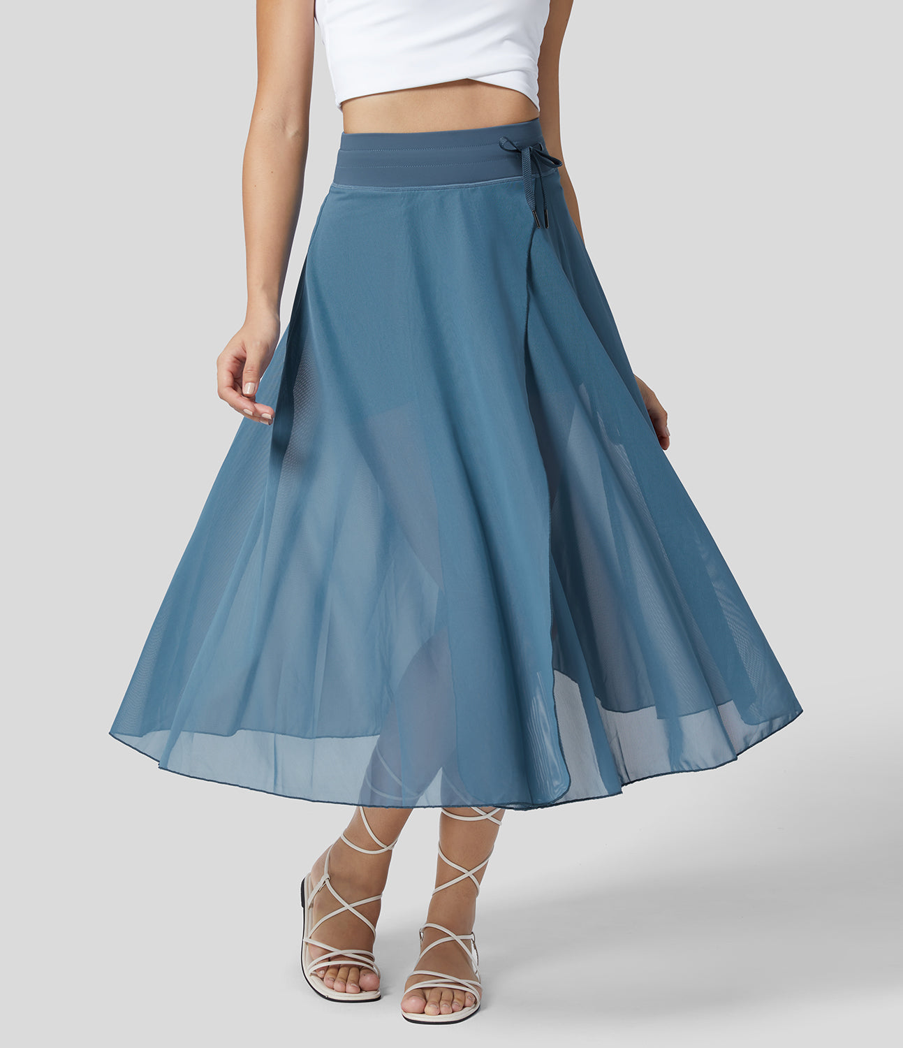 Sera - High-Waisted 2-in-1 Flowy Midi rok