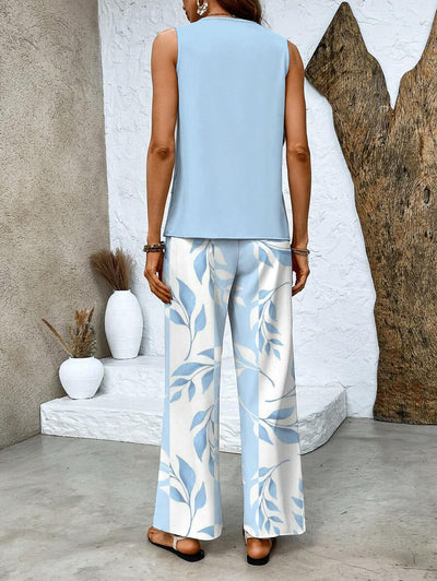 Chic Mouwloze Top en Wijde Broek Set voor Dames
