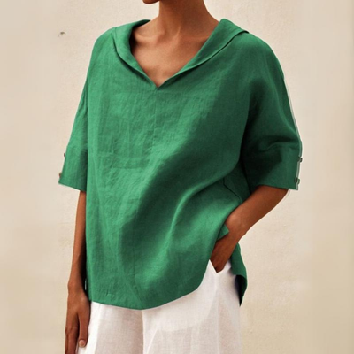 Linnen V-hals Blouse voor Dames