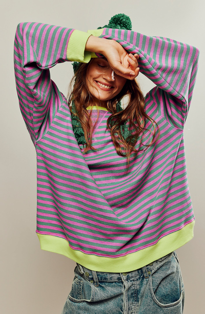 Gestreepte Ronde Hals Sweater voor Dames