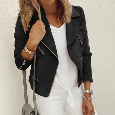 Monas-lapel blazer stijl leren jasje vrouwen