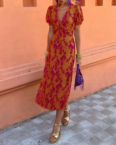 V-Hals Midi Jurk voor Dames