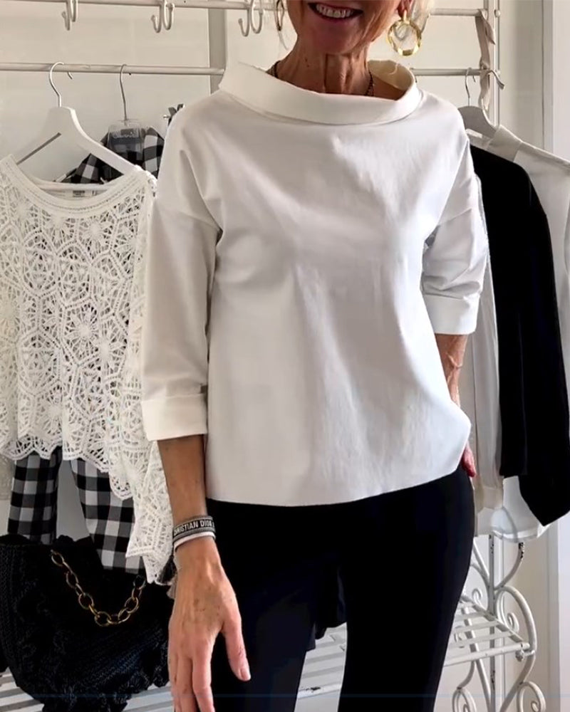 Miriam - Casual Top met Effen Kap