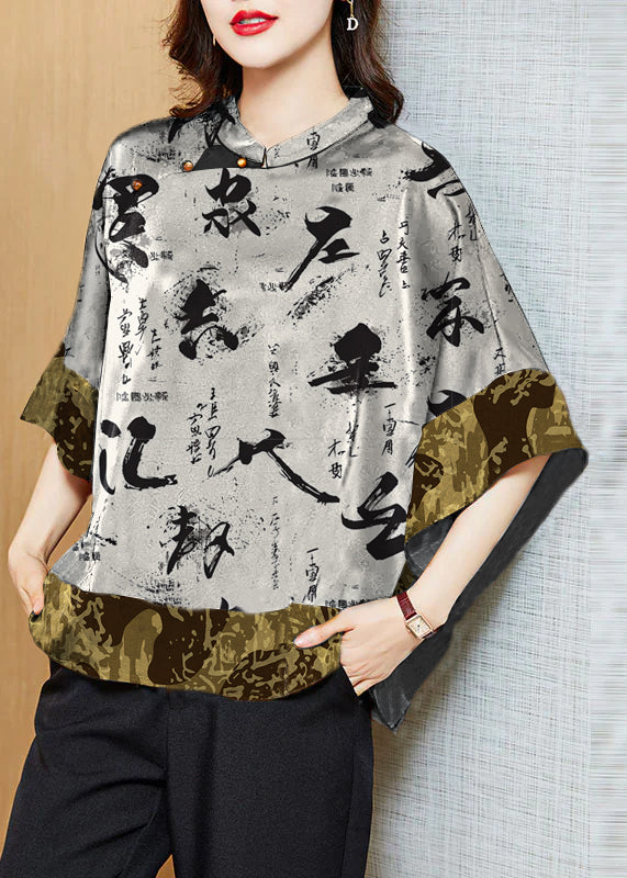 Vintage Losvallende Chinese Stijl Blouse voor Dames