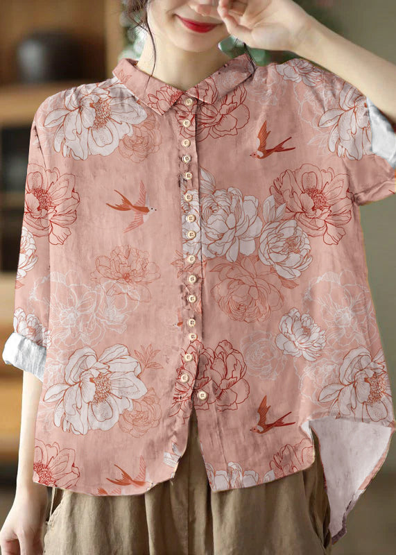 Floral Retro Poplin Shirt for Women