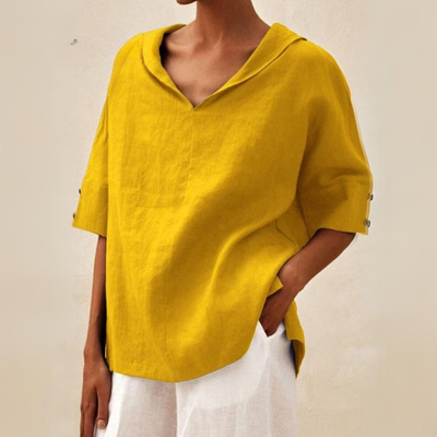 Linnen V-hals Blouse voor Dames
