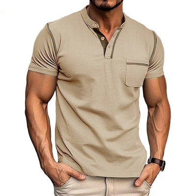 Henly-Casual T-shirt met korte kraag voor heren - Huis Van Stijl