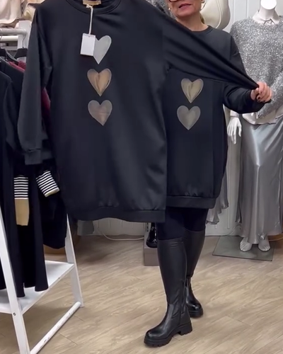 Gebreide Longsleeve Hartpatroon Sweatjurk voor Dames