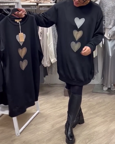 Gebreide Longsleeve Hartpatroon Sweatjurk voor Dames