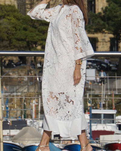 Elegante V-Hals Midi Jurk voor Dames