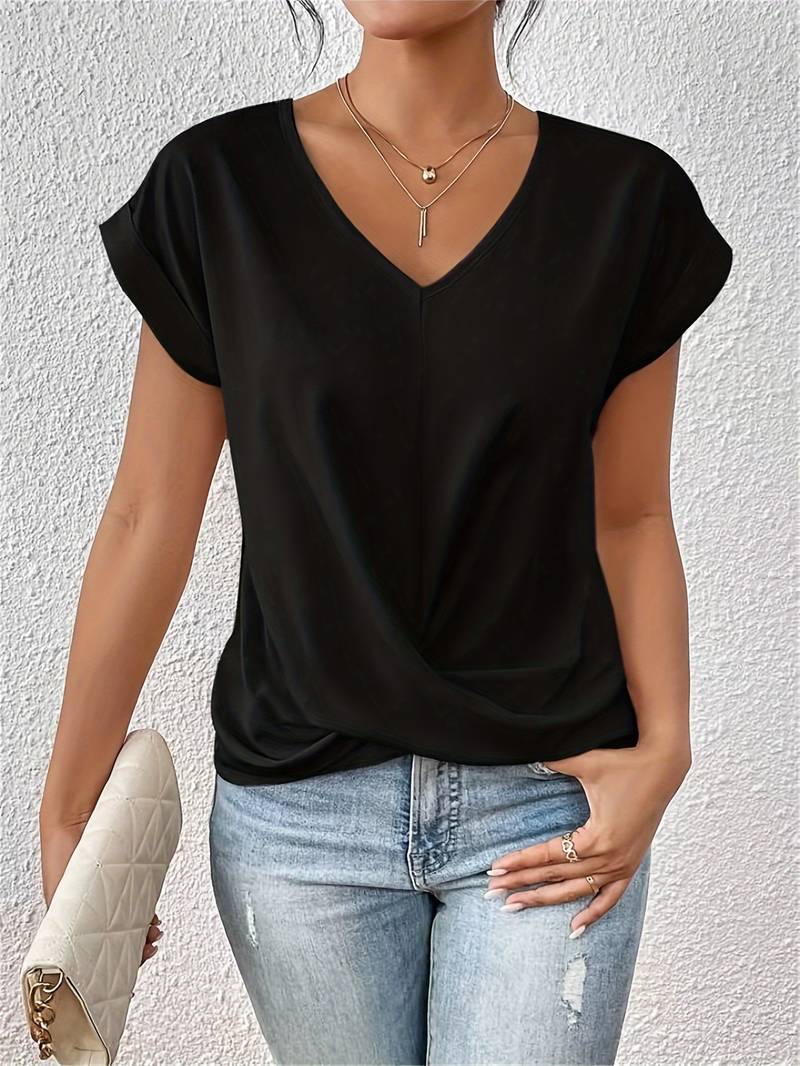 V-hals T-shirt met korte mouwen voor Dames