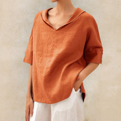 Linnen V-hals Blouse voor Dames