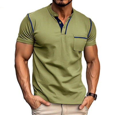 Henly-Casual T-shirt met korte kraag voor heren - Huis Van Stijl