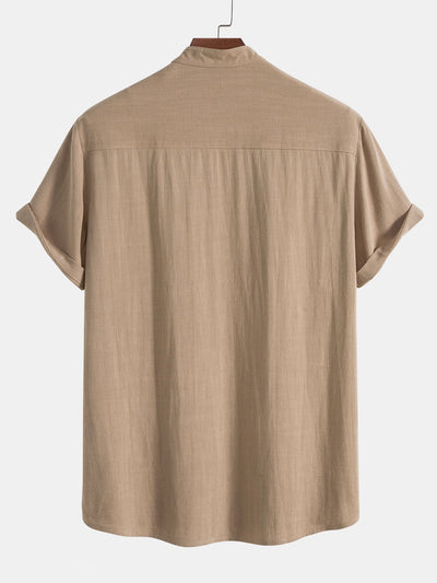 Casual Short Sleeve Shirt and Pants Set for Men