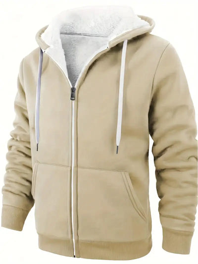 Casual Hoodie met Rits en Wollen Voering voor Mannen