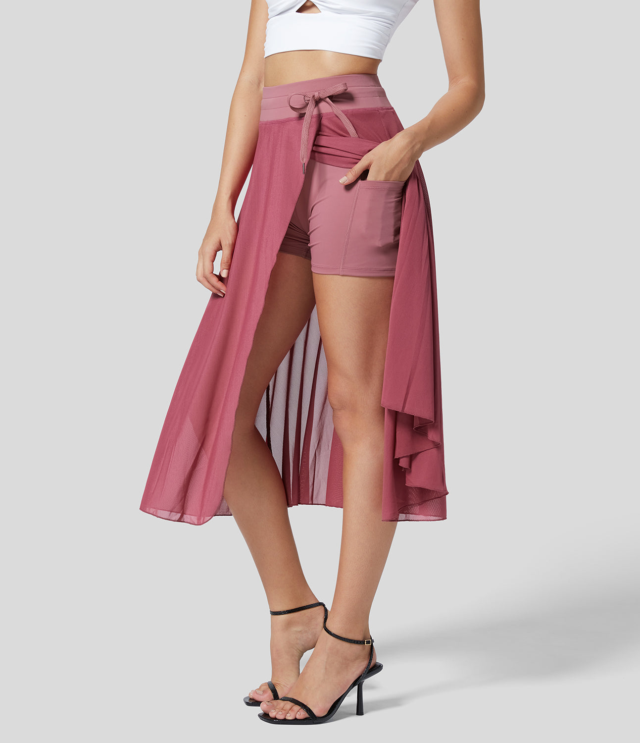 Sera - High-Waisted 2-in-1 Flowy Midi rok