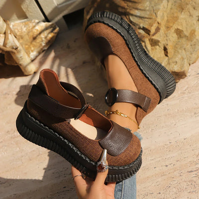 Retro Ronde Neus Platform Schoenen voor Vrouwen