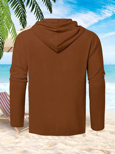 Henry-Heren Casual Button Up Hooded Shirt met capuchon - Huis Van Stijl