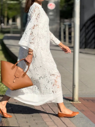 Elegante V-Hals Midi Jurk voor Dames