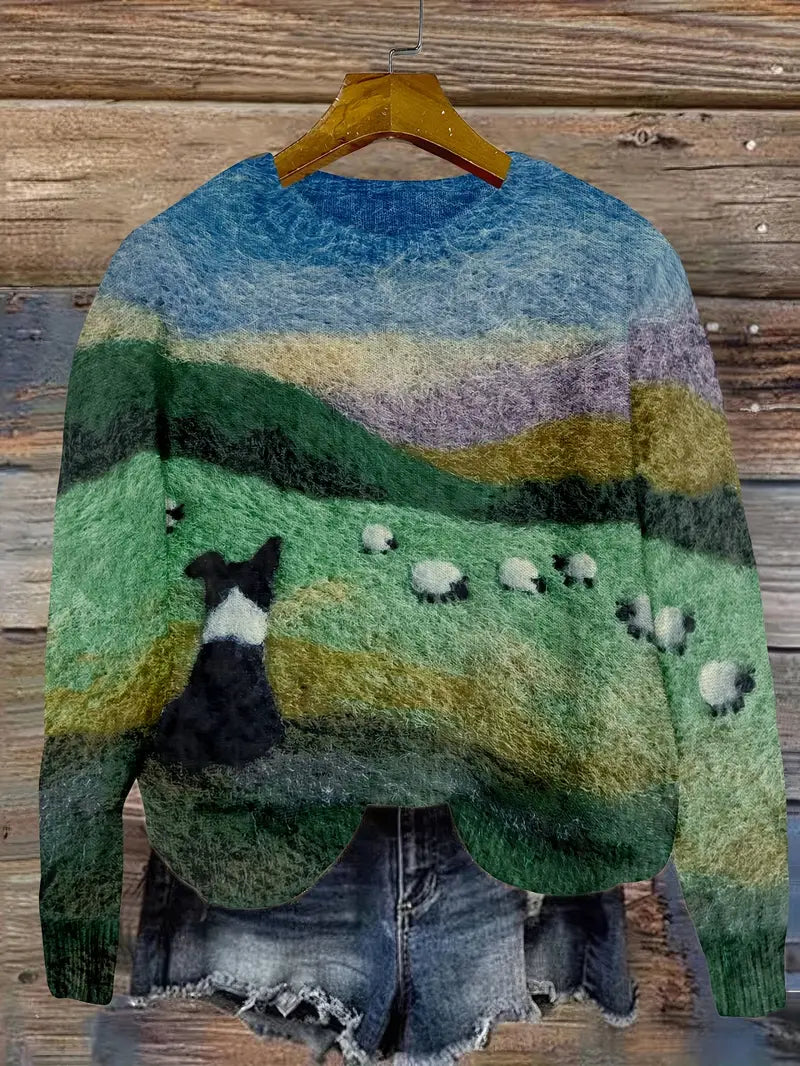 Veen - Dierenpatroon Sweater met ronde hals