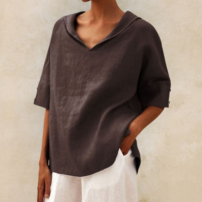 Linnen V-hals Blouse voor Dames