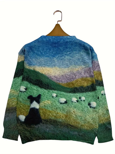 Veen - Dierenpatroon Sweater met ronde hals