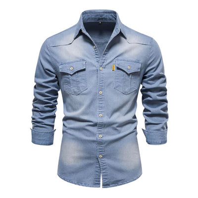 Leo-Vintage denim herenhemd