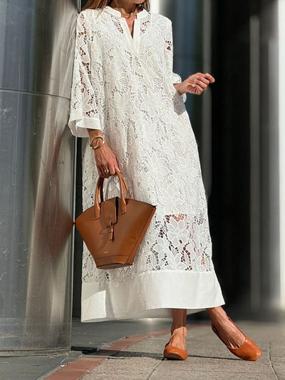 Elegante V-Hals Midi Jurk voor Dames