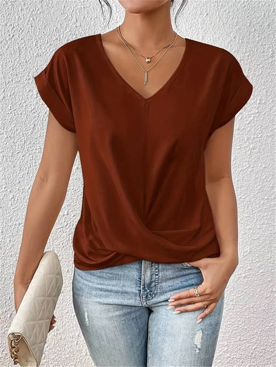 V-hals T-shirt met korte mouwen voor Dames