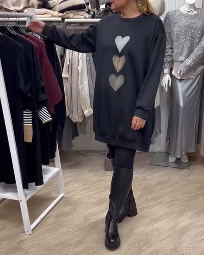 Gebreide Longsleeve Hartpatroon Sweatjurk voor Dames