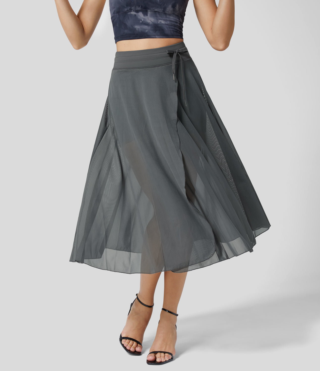 Sera - High-Waisted 2-in-1 Flowy Midi rok