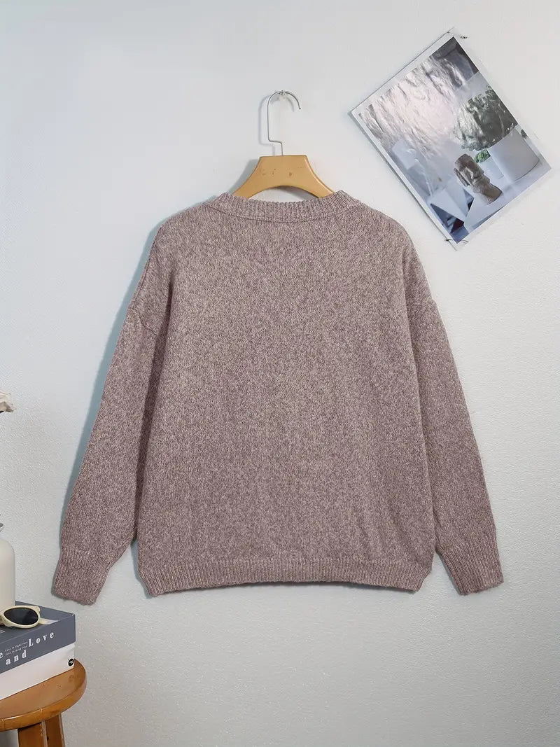 Wentrie - Drop Shoulder Crew Neck Effen Trui - Huis Van Stijl