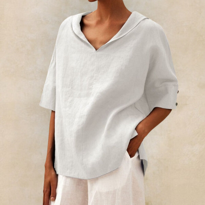 Linnen V-hals Blouse voor Dames