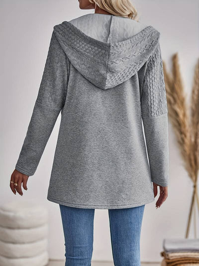 Sarah- Textured Zip-Up Hooded Jas