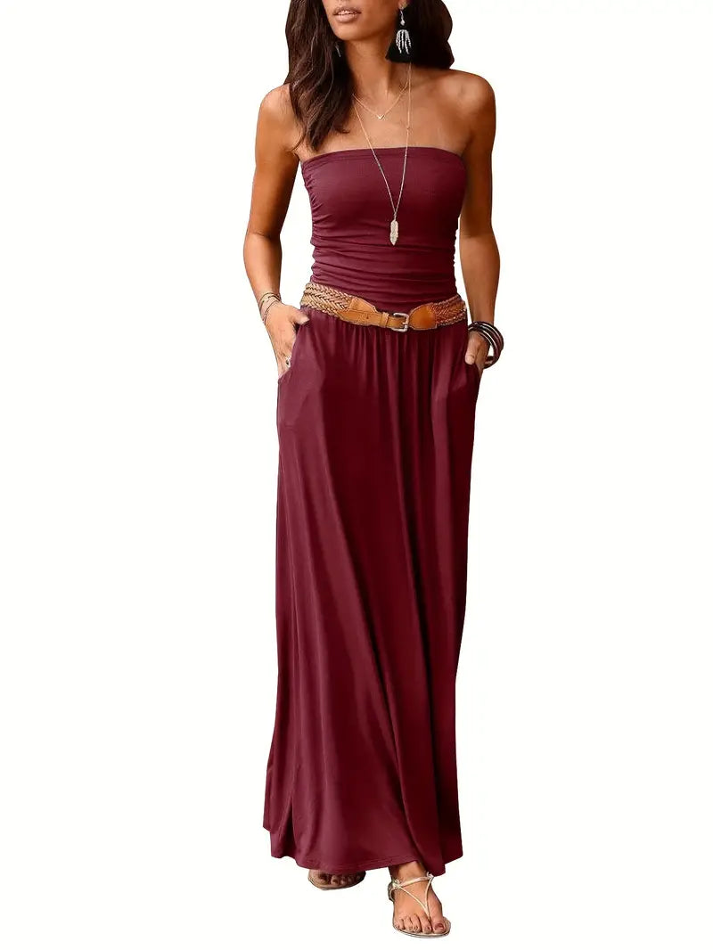 Janny-Versatile Strapless Zakpijp Jurk - Huis Van Stijl