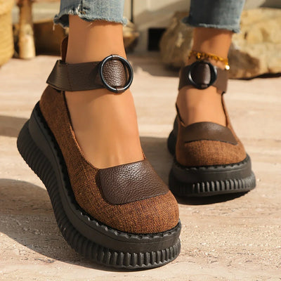 Retro Ronde Neus Platform Schoenen voor Vrouwen